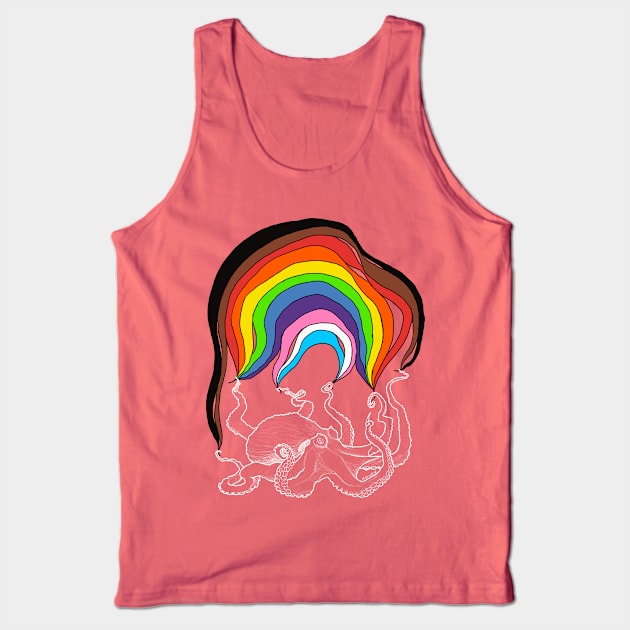 Octopus with Rainbow Tank Top by mernstw